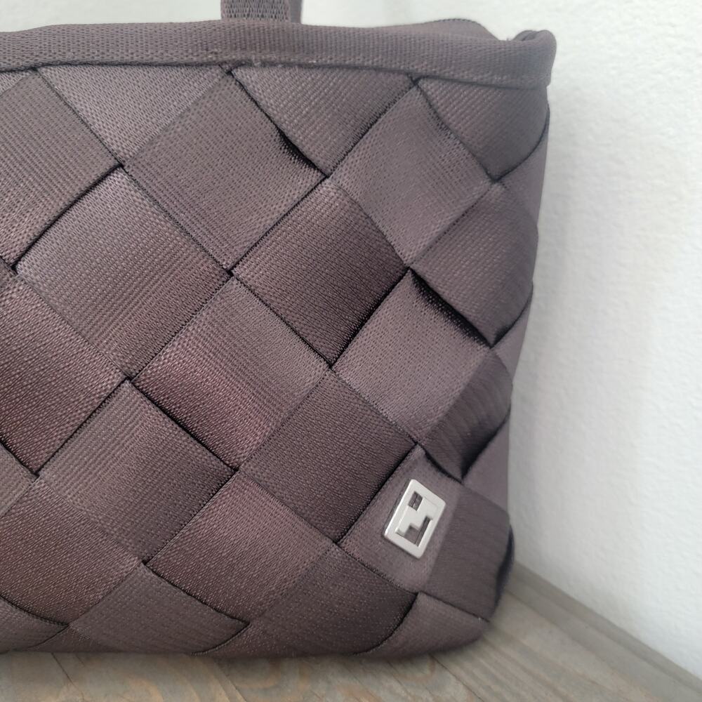 Maggie Bags Recycled Thick Seatbelt Webbing Tote Shoulder Bag Brown Purple 13x9‎ - Picture 4 of 16